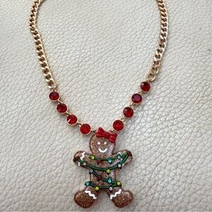 🍪✨ Betsey Johnson Gingerbread Girl Holiday Necklace – Rare & Adorable! 🎄💖